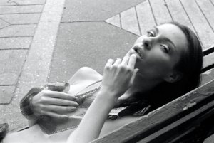 ksenia wegner sexy brunette model bench nyc film