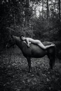 Masha Models nude on horseback
