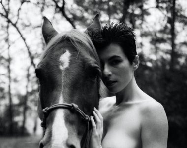 Masha Models and horse black and white